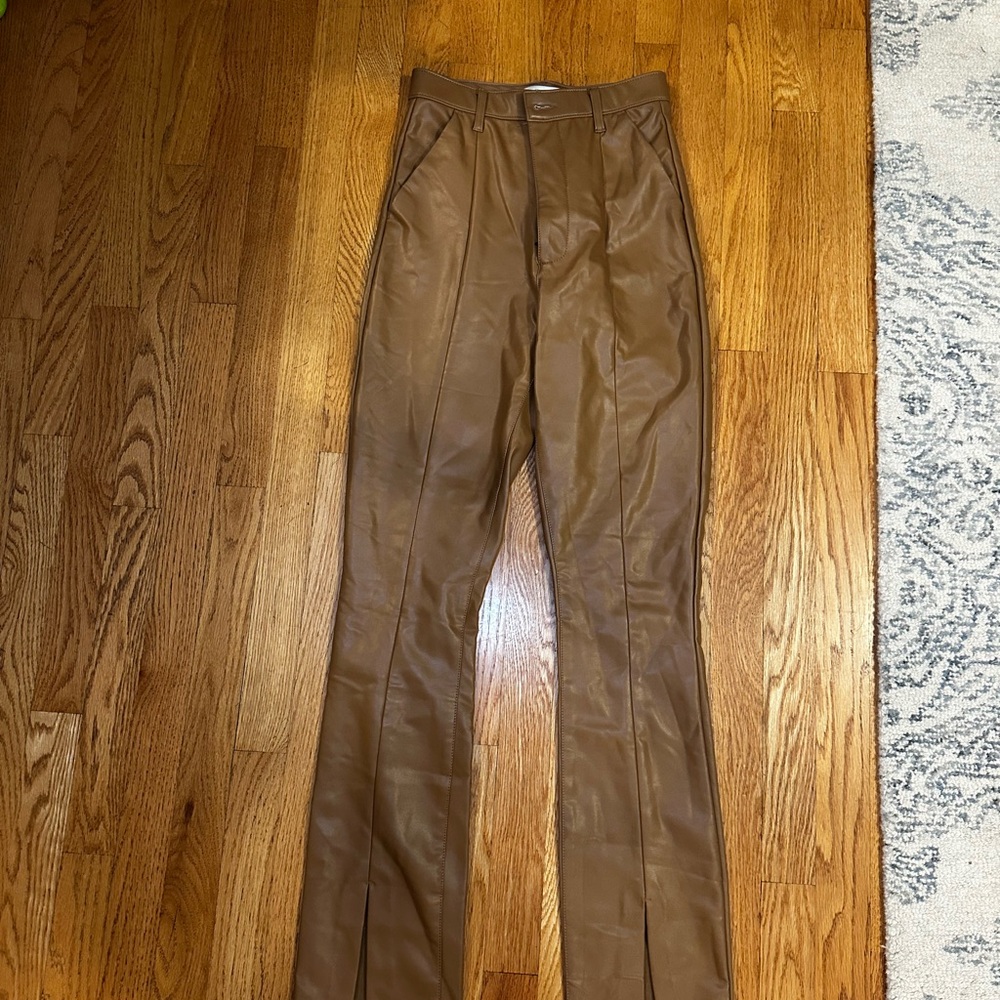 Abercrombie High Waisted Brown Leather Pants